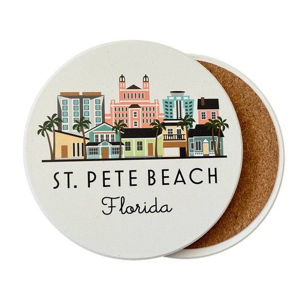 Coaster with St. Pete Beach, Florida design on a white background