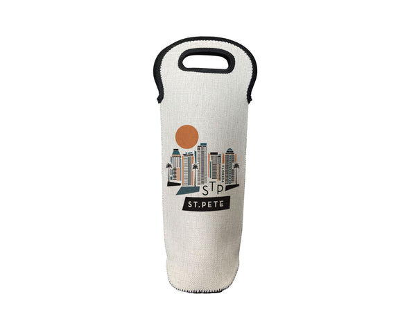 St. Petersburg Florida Geometric Skyline Wine Carrier Bottle Tote Cooler