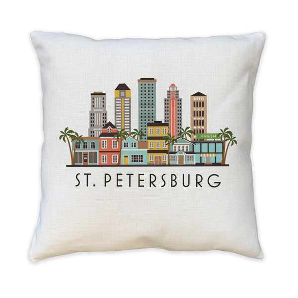 St. Petersburg Florida Illustrated Skyline Pillow Cover