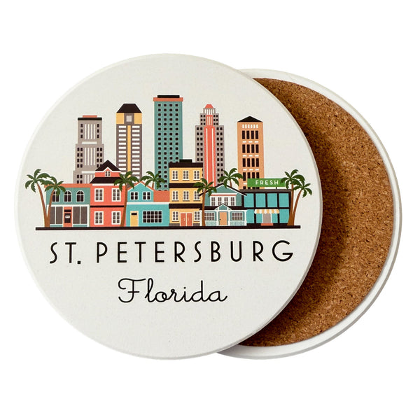 Coaster with St. Petersburg, Florida design on a white background