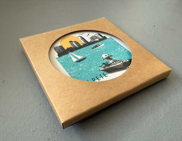 St. Petersburg Florida Photo Collage Skyline Absorbent Flat Ceramic Coaster with Cork Backing