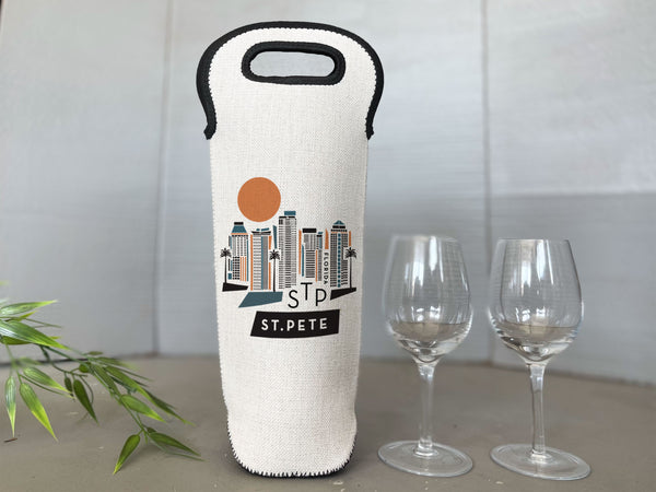 St. Petersburg Florida Geometric Skyline Wine Carrier Bottle Tote Cooler