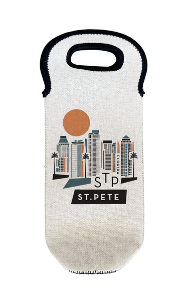 St. Petersburg Florida Geometric Skyline Wine Carrier Bottle Tote Cooler