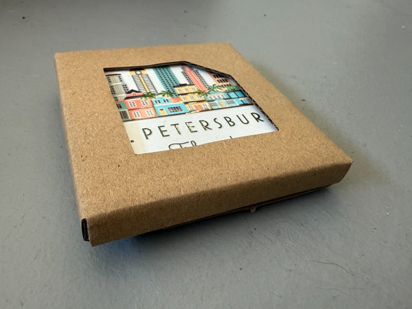 St. Petersburg Florida Illustrated Skyline Ceramic Fridge Magnet