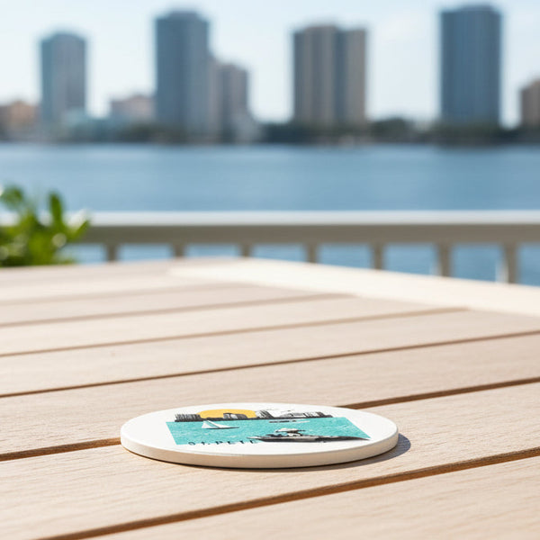 St. Petersburg Florida Photo Collage Skyline Absorbent Flat Ceramic Coaster with Cork Backing