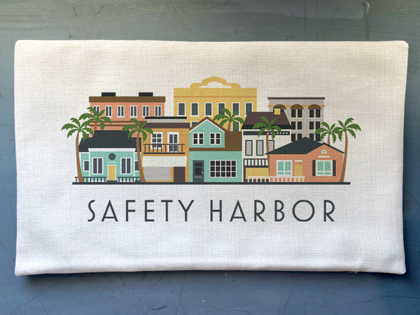 Safety Harbor Florida Town Lumbar Pillow Cover | Tampa Bay Decorative Throw Pillow Cushion Sham