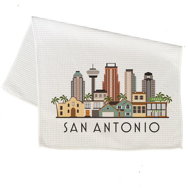 San Antonio Texas Cityscape Skyline Graphic Microfiber Kitchen Towel Graphic Print