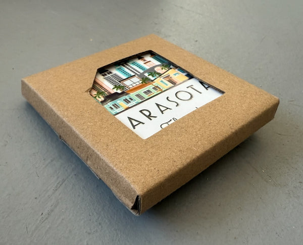 Sarasota Florida Illustrated Skyline Ceramic Fridge Magnet