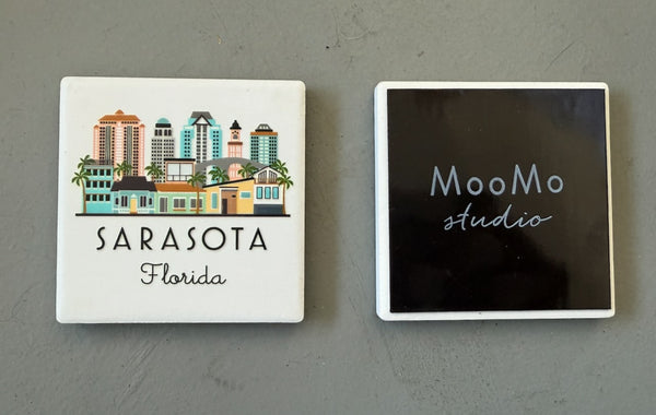 Sarasota Florida Illustrated Skyline Ceramic Fridge Magnet