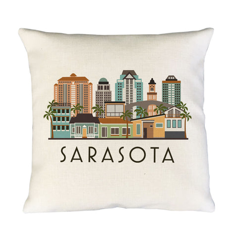 Sarasota Florida Pillow Cover | Skyline Cityscape Decorative Throw Pillow Cushion Sham