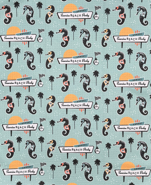 Sunrise Derby Seahorse Pattern Microfiber Kitchen and Hand Towel