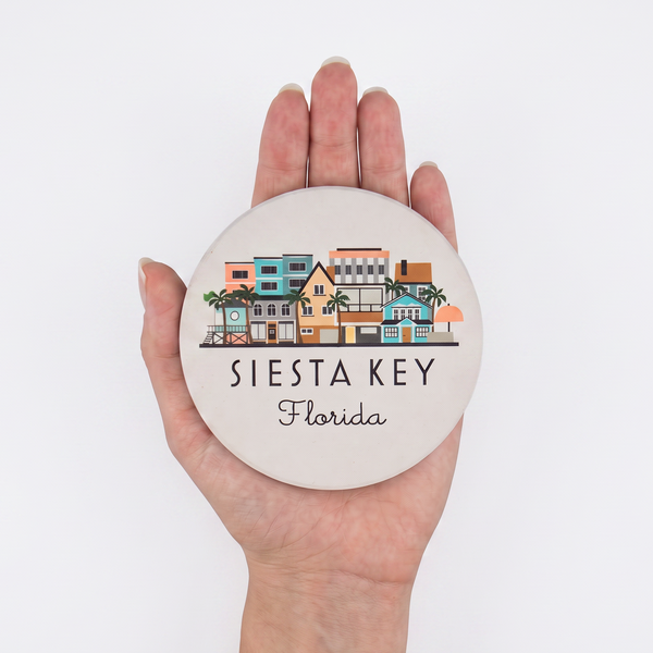 Siesta Key Florida Skyline Ceramic Coaster