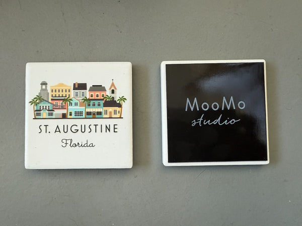 St. Augustine Florida Illustrated Skyline Ceramic Fridge Magnet