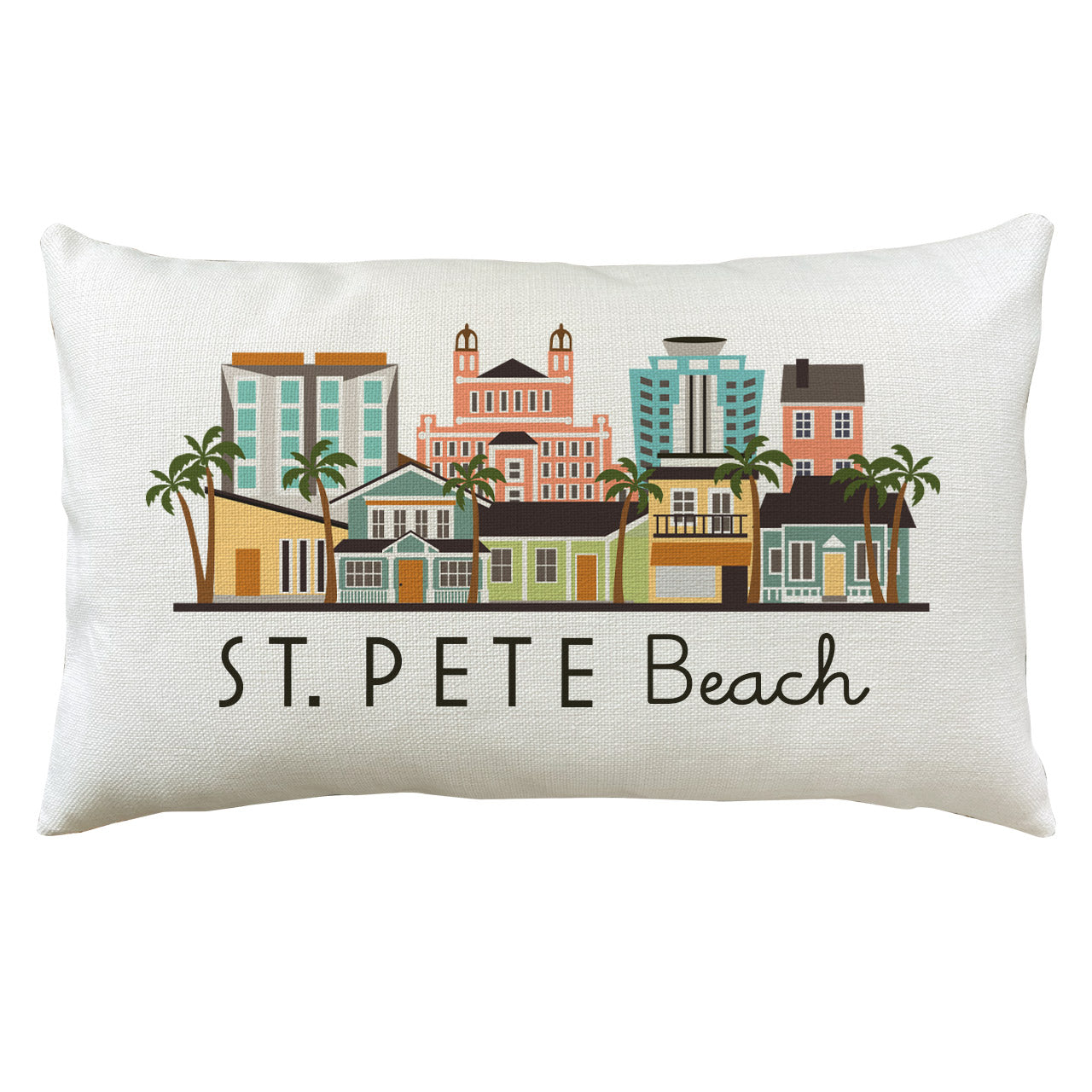 St. Pete Beach Graphic Lumbar Pillow Cover | Florida Decorative Throw Pillow Cushion Sham (Copy)