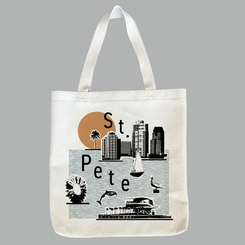 St. Pete Florida City Collage Tote Bag | Shopping Tote Beach Bag