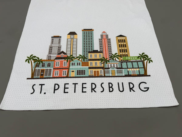 St. Petersburg Florida Skyline Microfiber Kitchen Towel