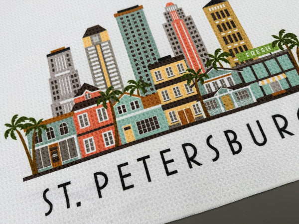 St. Petersburg Florida Skyline Microfiber Kitchen Towel