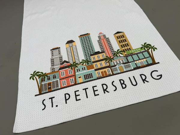 St. Petersburg Florida Skyline Microfiber Kitchen Towel
