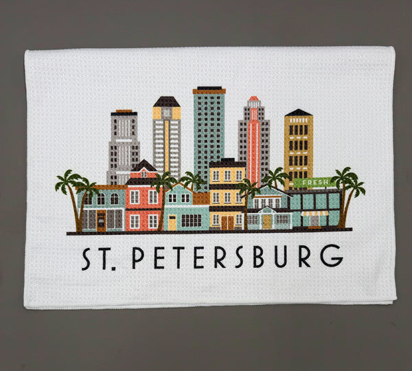 St. Petersburg Florida Skyline Microfiber Kitchen Towel