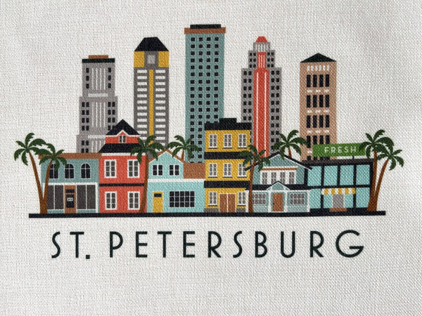 St. Petersburg Florida Skyline Graphic Pillow Cover | St. Pete Decorative Throw Pillow Cushion Sham