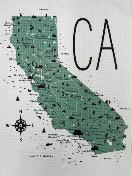 California State Map Microfiber Kitchen Towel