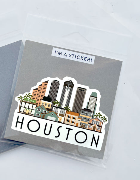 Houston Texas Cityscape Skyline Graphic Waterproof Magnet | Locker Decoration | Fridge Car Vinyl Magnet