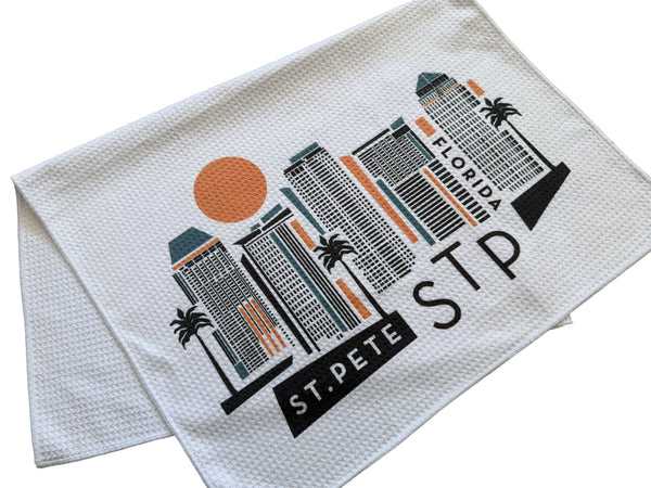 St. Petersburg Florida Geometric Skyline Microfiber Kitchen and Hand Towel