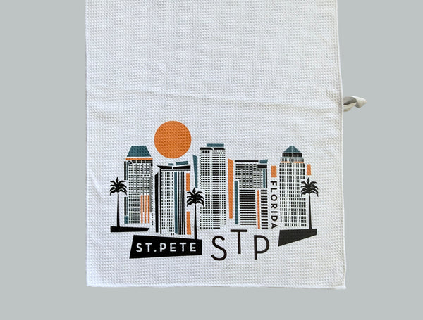 St. Petersburg Florida Geometric Skyline Microfiber Kitchen and Hand Towel