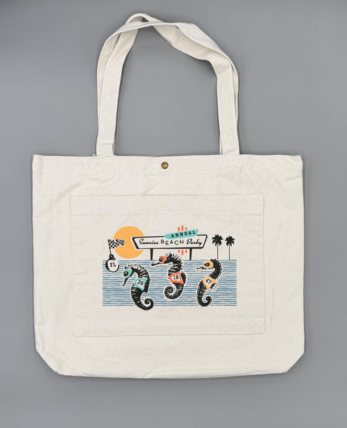 Sunrise Derby Double Pocket Seahorse Tote Bag