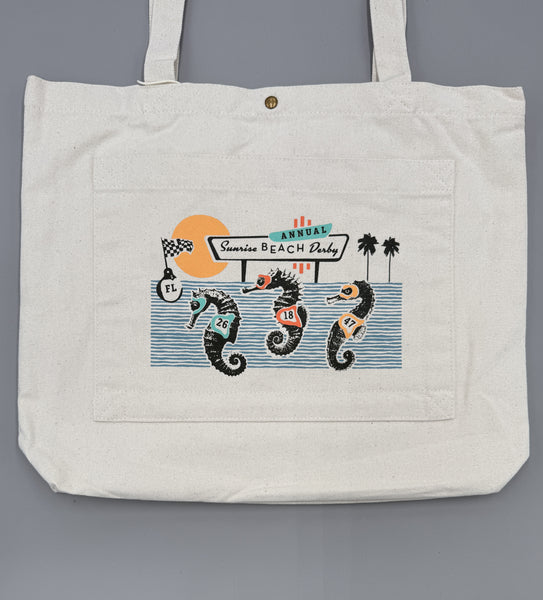 Sunrise Derby Double Pocket Seahorse Tote Bag