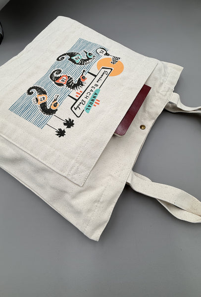 Sunrise Derby Double Pocket Seahorse Tote Bag