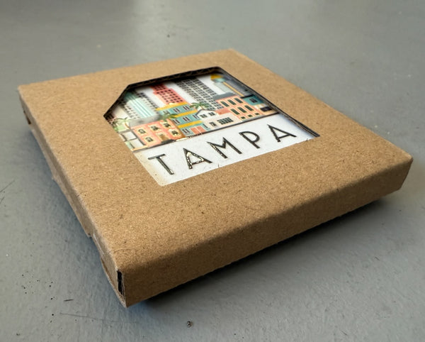 Tampa Florida Illustrated Skyline Ceramic Fridge Magnet