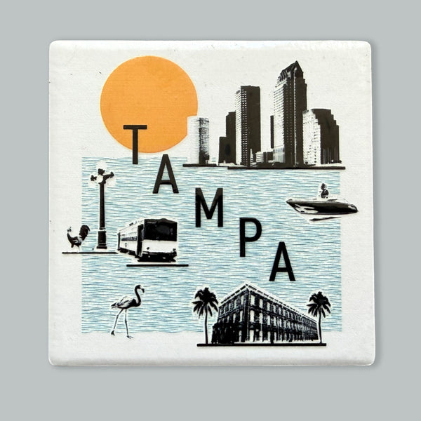 Tampa Florida Collage Skyline Ceramic Fridge Magnet