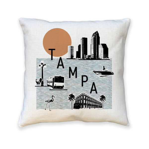Tampa Collage Graphic Icon Pillow Cover