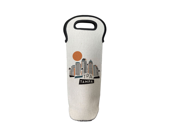 Tampa Florida Geometric Skyline Wine Carrier Bottle Tote