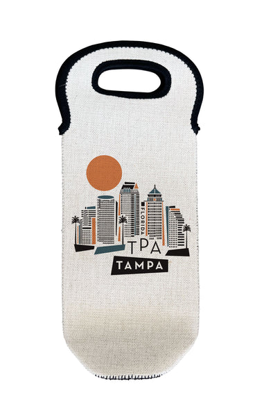 Tampa Florida Geometric Skyline Wine Carrier Bottle Tote