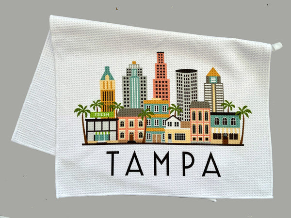 Tampa Florida Cityscape Skyline Graphic Microfiber Kitchen Towel Graphic Print