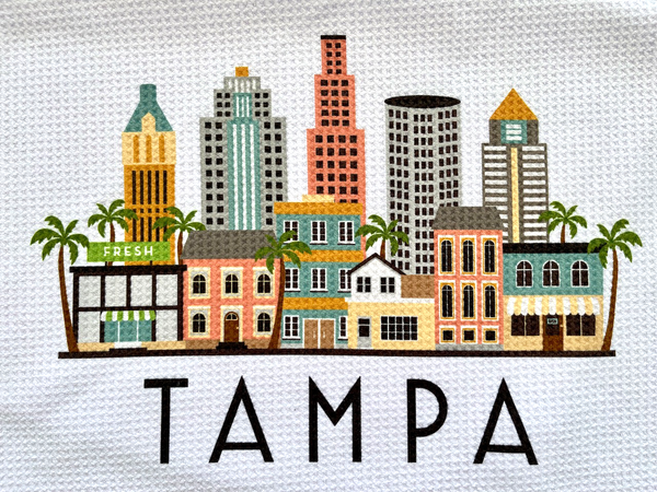 Tampa Florida Cityscape Skyline Graphic Microfiber Kitchen Towel Graphic Print