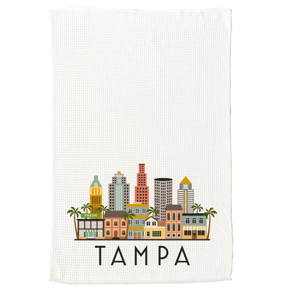 Tampa Florida Cityscape Skyline Graphic Microfiber Kitchen Towel Graphic Print