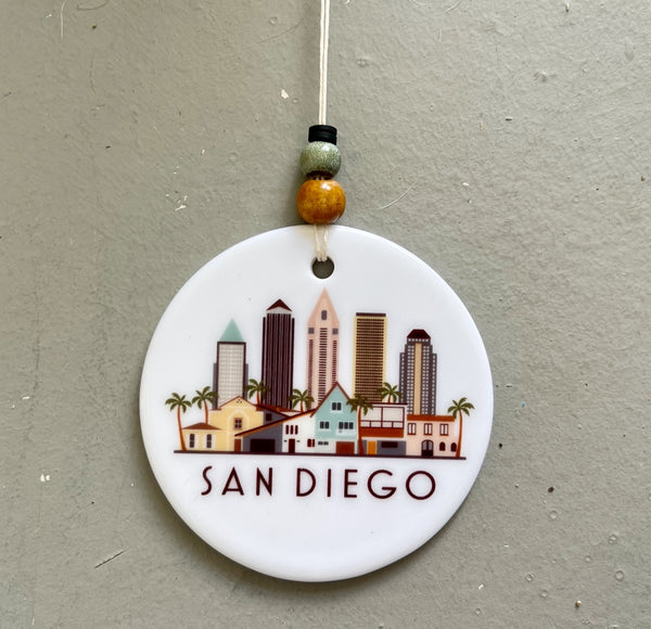 San Diego California Skyline Graphic Ornament | City Scene Tree Decoration | Christmas Xmas Holiday Ornament