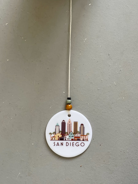 San Diego California Skyline Graphic Ornament | City Scene Tree Decoration | Christmas Xmas Holiday Ornament