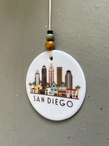 San Diego California Skyline Graphic Ornament | City Scene Tree Decoration | Christmas Xmas Holiday Ornament