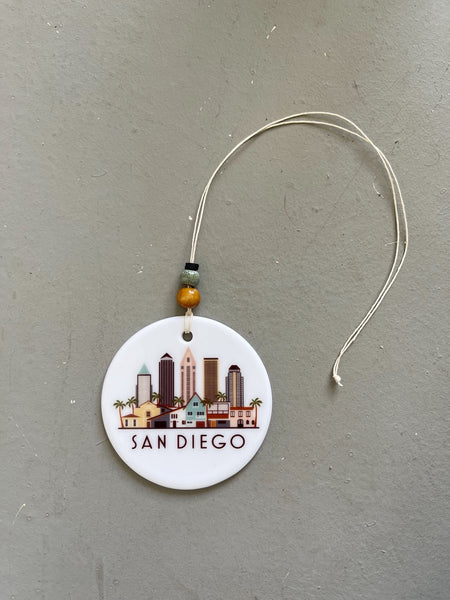 San Diego California Skyline Graphic Ornament | City Scene Tree Decoration | Christmas Xmas Holiday Ornament