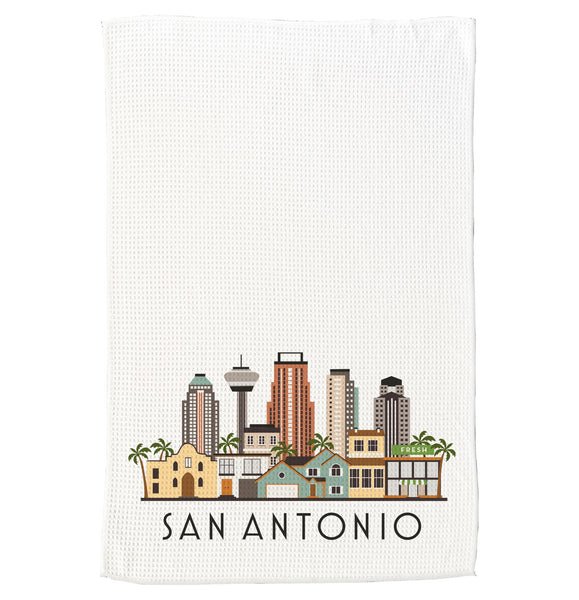 San Antonio Texas Cityscape Skyline Graphic Microfiber Kitchen Towel Graphic Print