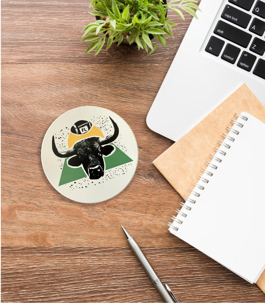 Bulls Tampa Absorbent Flat Ceramic Coaster with Cork Backing