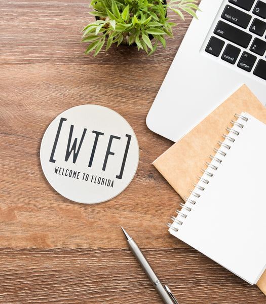 WTF Welcome to Florida Absorbent Flat Ceramic Coaster with Cork Backing