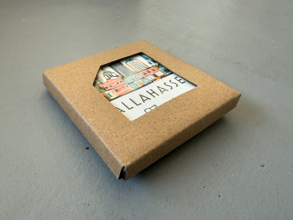 Tallahassee Florida Illustrated Skyline Ceramic Fridge Magnet