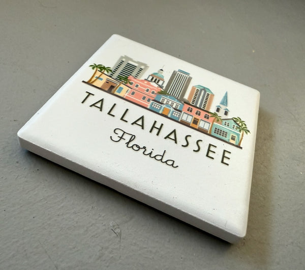 Tallahassee Florida Illustrated Skyline Ceramic Fridge Magnet
