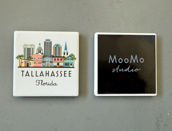 Tallahassee Florida Illustrated Skyline Ceramic Fridge Magnet