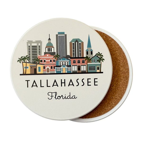 Coaster with Tallahassee, Florida design on a white background
